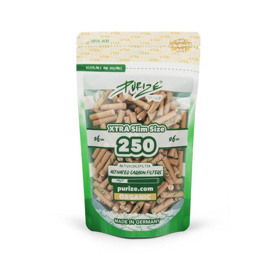 PURIZE Aktivkohlefilter, XTRA Slim ORGANIC, ø 5,9mm, 250er Packung