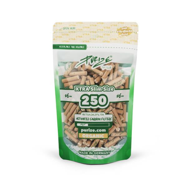 PURIZE Aktivkohlefilter, XTRA Slim ORGANIC, ø 5,9mm, 250er Packung