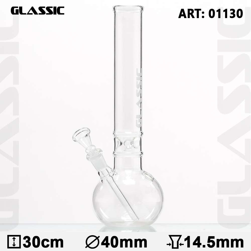 Glassic | Bouncer Glas Bong-H:30cm-Ø:40mm-Sockel:14.5mm-8pcs/Display