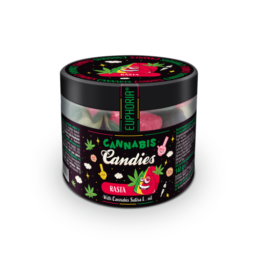 Euphoria Cannabis-Bonbons Rasta mit Cannabisgeschmack und Rastafarben