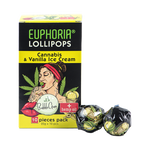 Bild in Galerie laden, Euphoria Cannabis-Lutscher mit Kaugummi in einer Box mit Cannabis- und Vanilleeis-Aromen