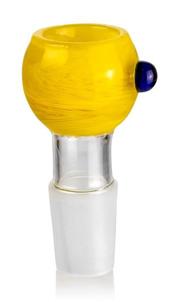 Glas-Kopf rund, kleiner Durchlass, 7cm, SG 18,8mm, gelb