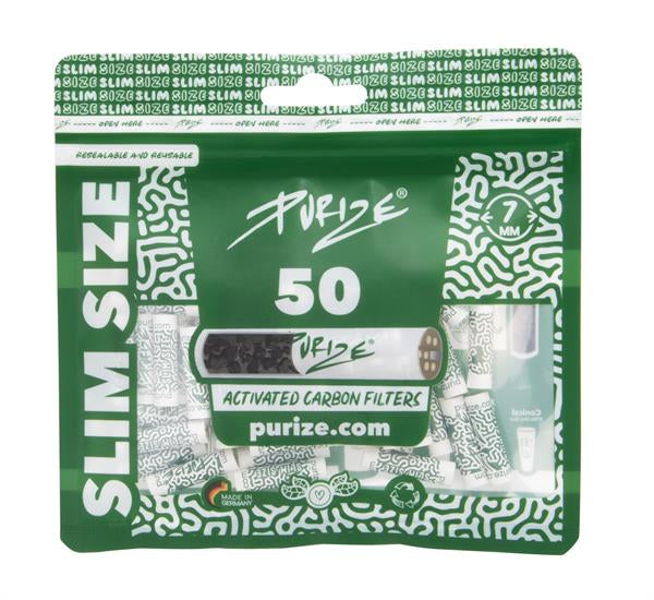PURIZE® Slim Size Aktivkohlefilter, ø 7mm, 50er Packung