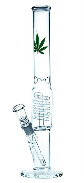 Glas Bong Zylinder "Leaf Design""Leaf Design"