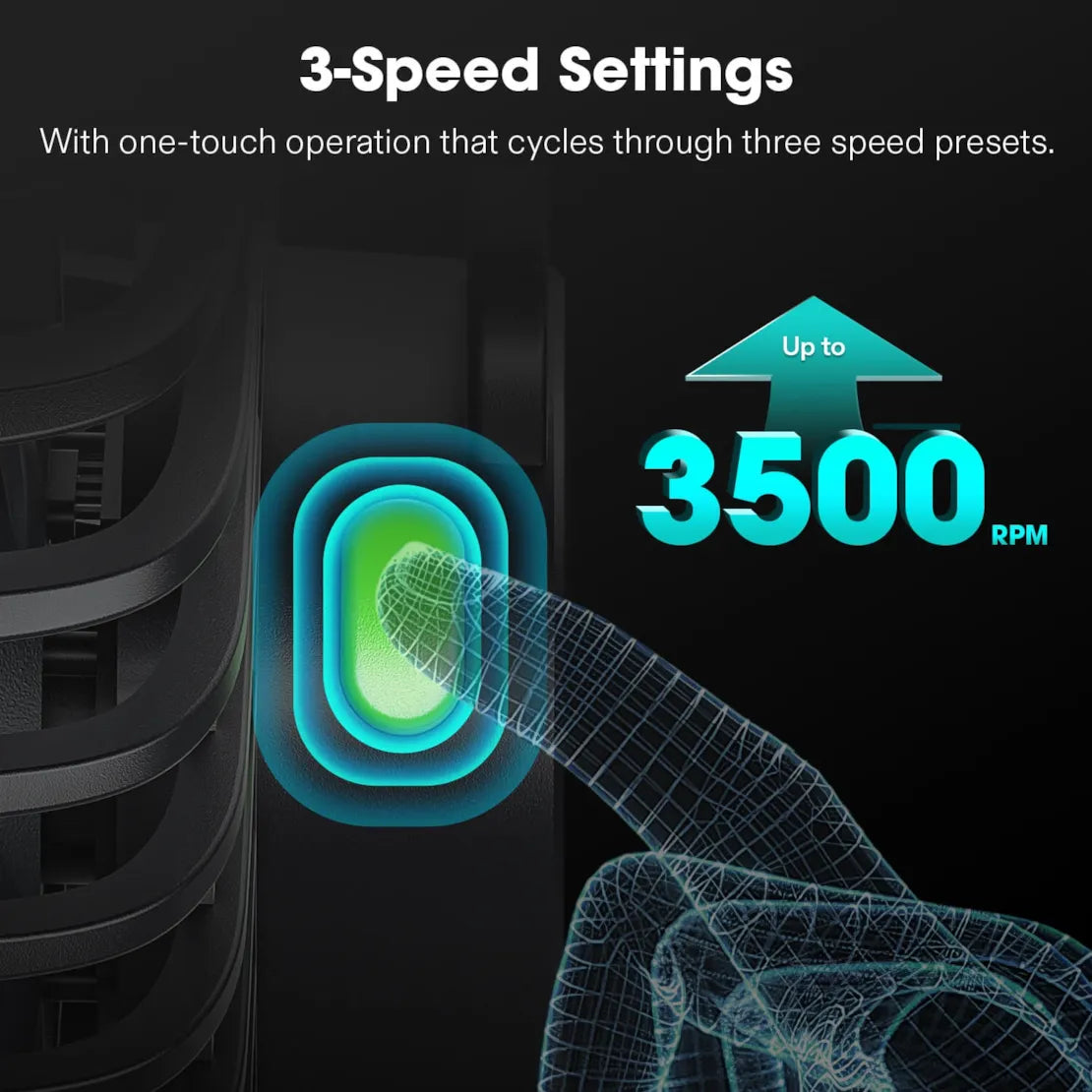 AeroWave D4, 10cm Growbox Clip Fan ( Ventilator ) mit abnehmbarem Haken, Schwarz