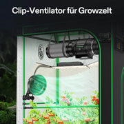 AeroWave E6 Gen2 Clip Fan ( Ventilator ), EC-Motor, mit automatischer Oszillation, Luftzirkulator für die Growbox, Schwarz