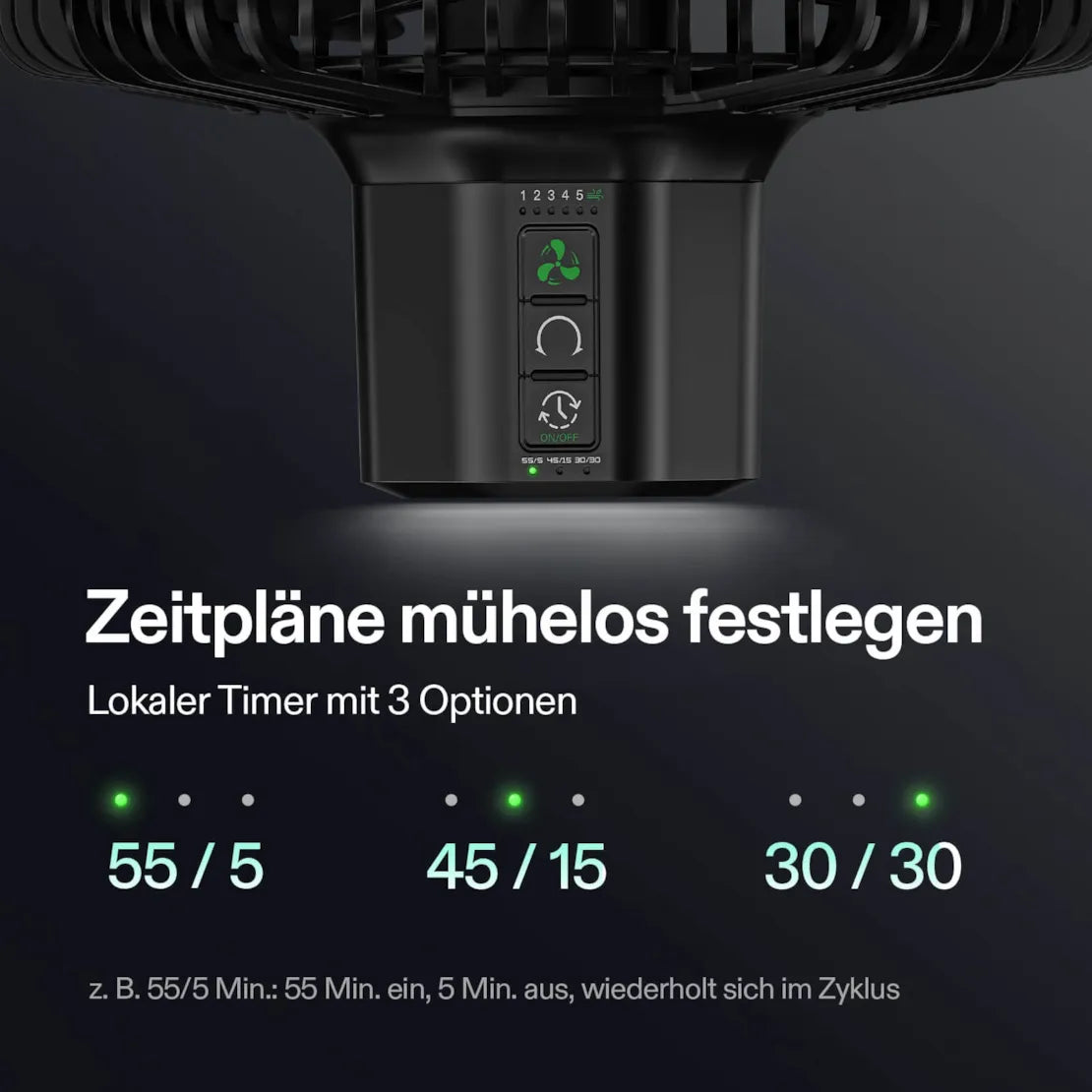 AeroWave E6 Gen2 Clip Fan ( Ventilator ), EC-Motor, mit automatischer Oszillation, Luftzirkulator für die Growbox, Schwarz