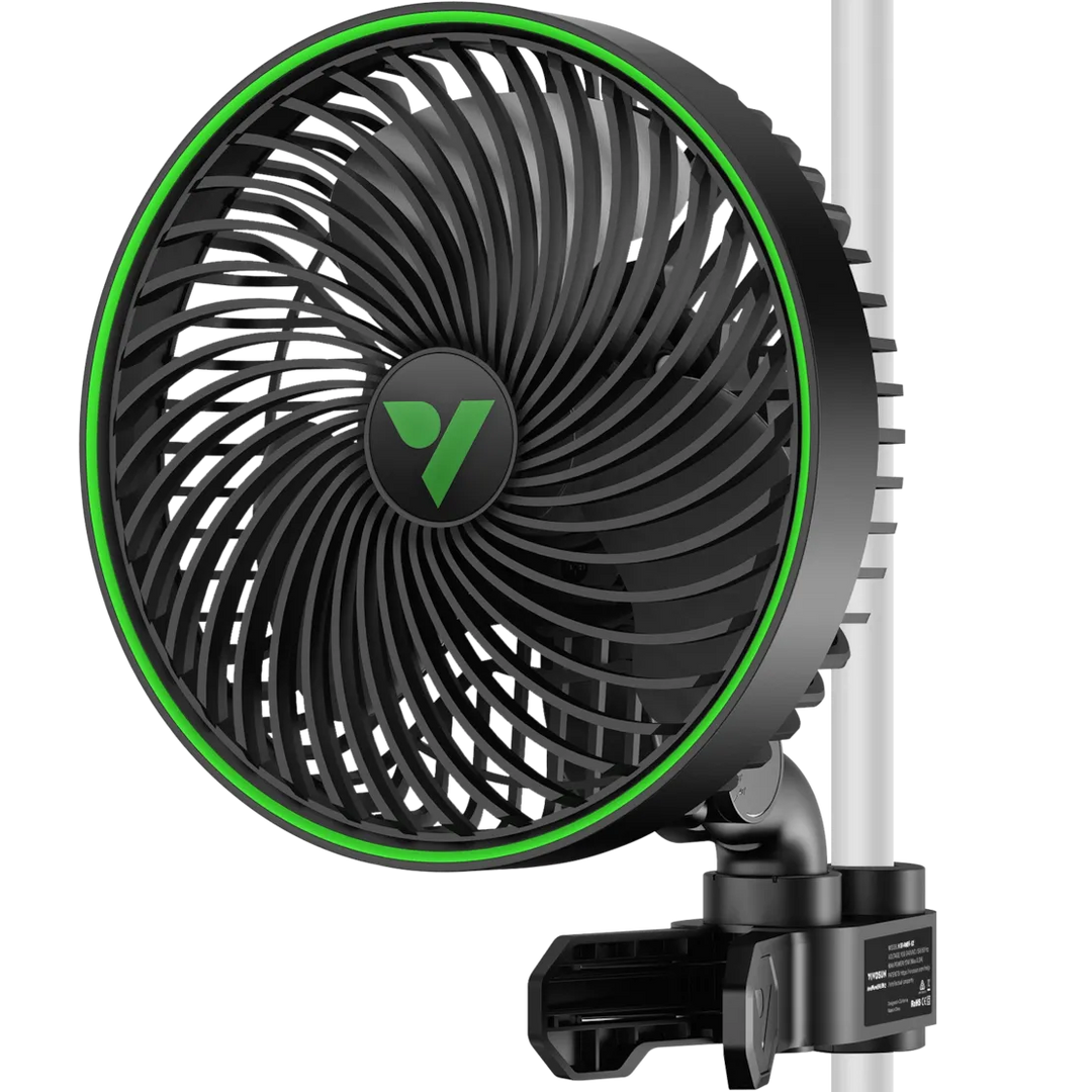 AeroWave E6 Gen2 Clip Fan ( Ventilator ), EC-Motor, mit automatischer Oszillation, Luftzirkulator für die Growbox, Schwarz