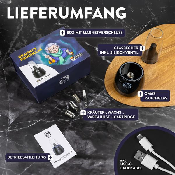 Grannys Rauchglas 2.0 Vaporizer für Kräuter, Wachs, Öl und Liquids