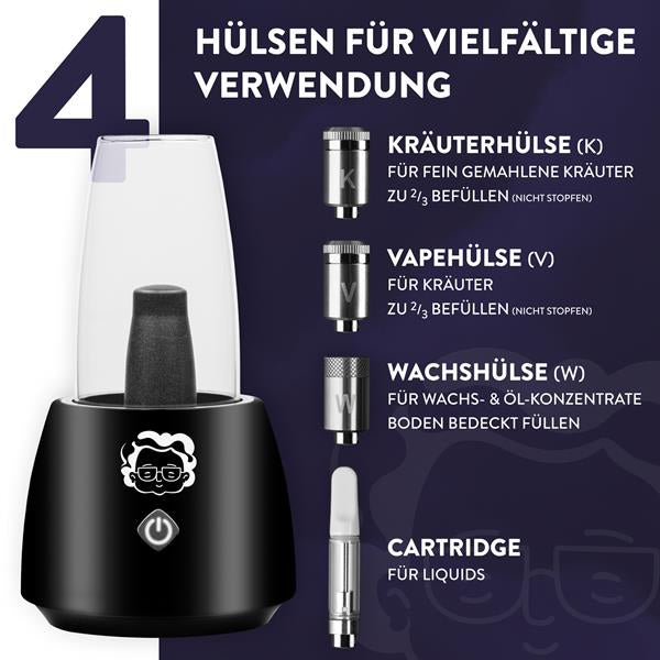 Grannys Rauchglas 2.0 Vaporizer für Kräuter, Wachs, Öl und Liquids