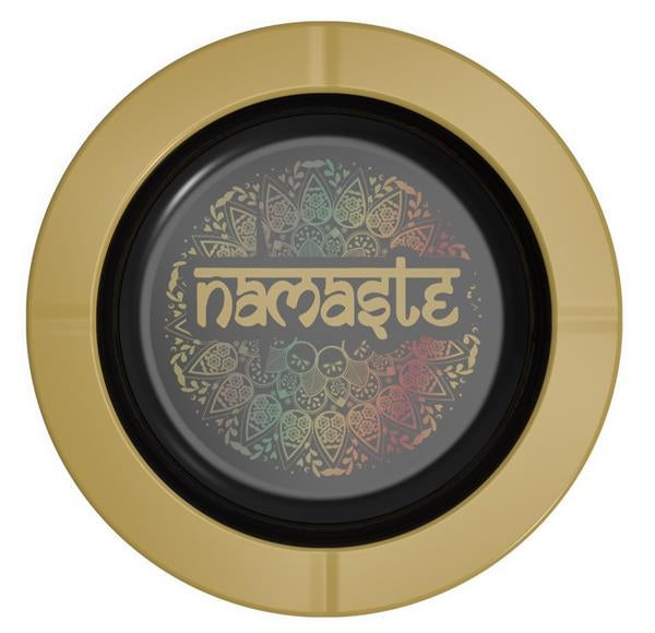 Metall-Aschenbecher, rund, "Namaste"