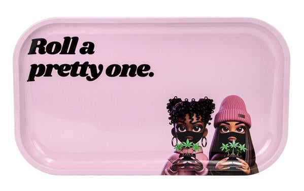 Dreh-Tablett - Rolling Tray, S "Glossy Genetics - Roll a pretty one"