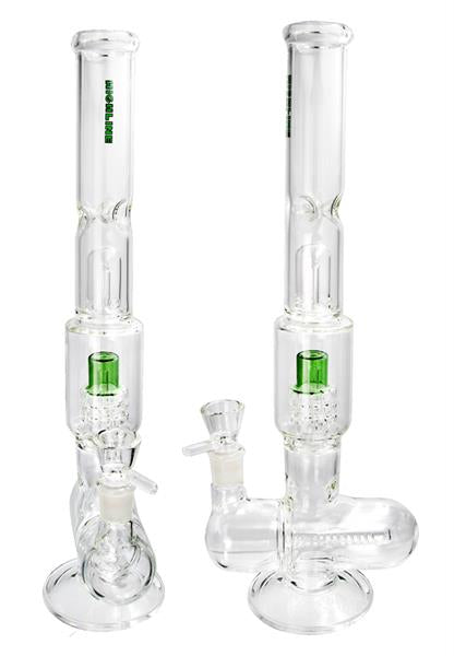 Glas Bong Cross Tube Ice Percolator "Highline", grün, ca. 40cm