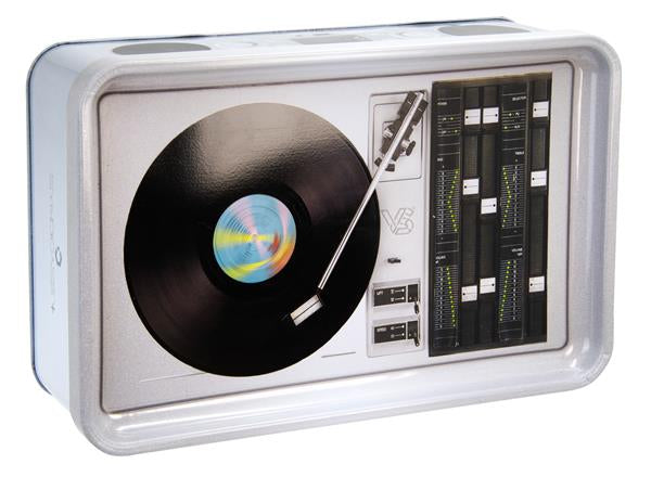 Syndicase Plus Metalldose Large mit Drehtablett im Deckel - 2in1, "Record Player"