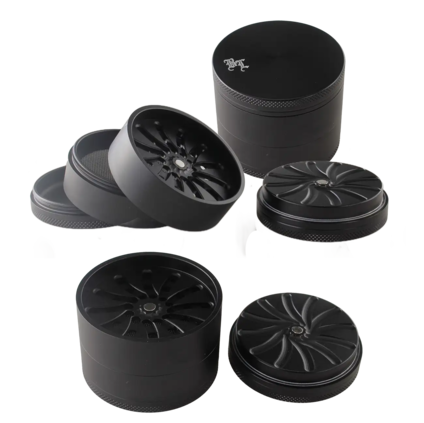 Black Leaf Masher Aluminium Grinder 4-tlg. schwarz, Silber, grün