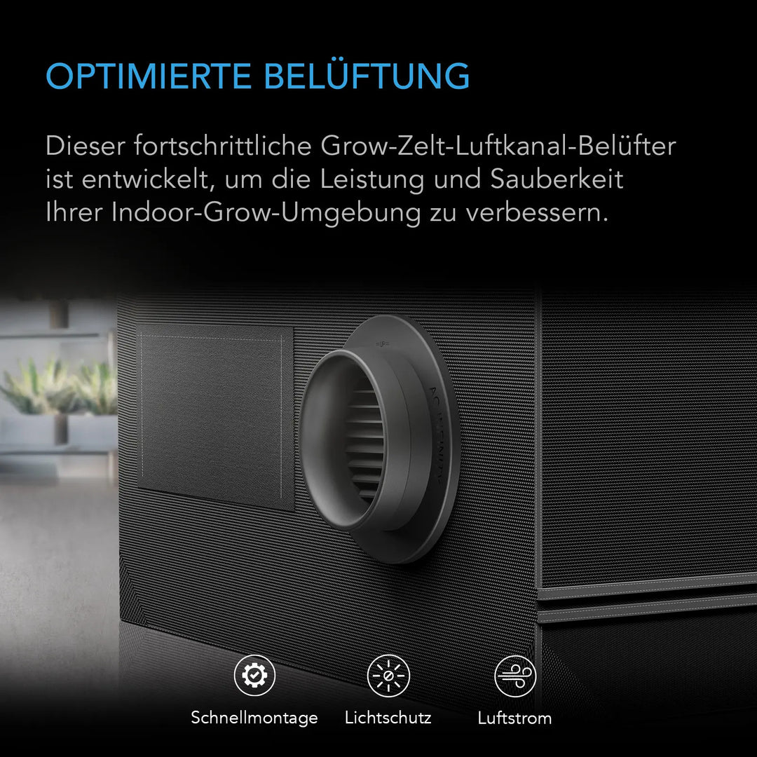 Growzelt Luftkanal-Belüftungsaufsatz, 200 mm 2er-Pack, Lichtblockierend & Staubresistent