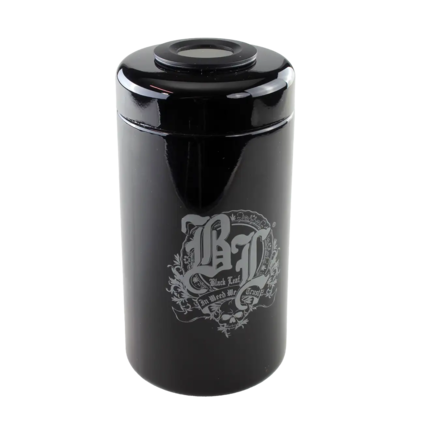 BL Violett – Glas / Aufbewahrung Dose m. Thermo- + Hygrometer