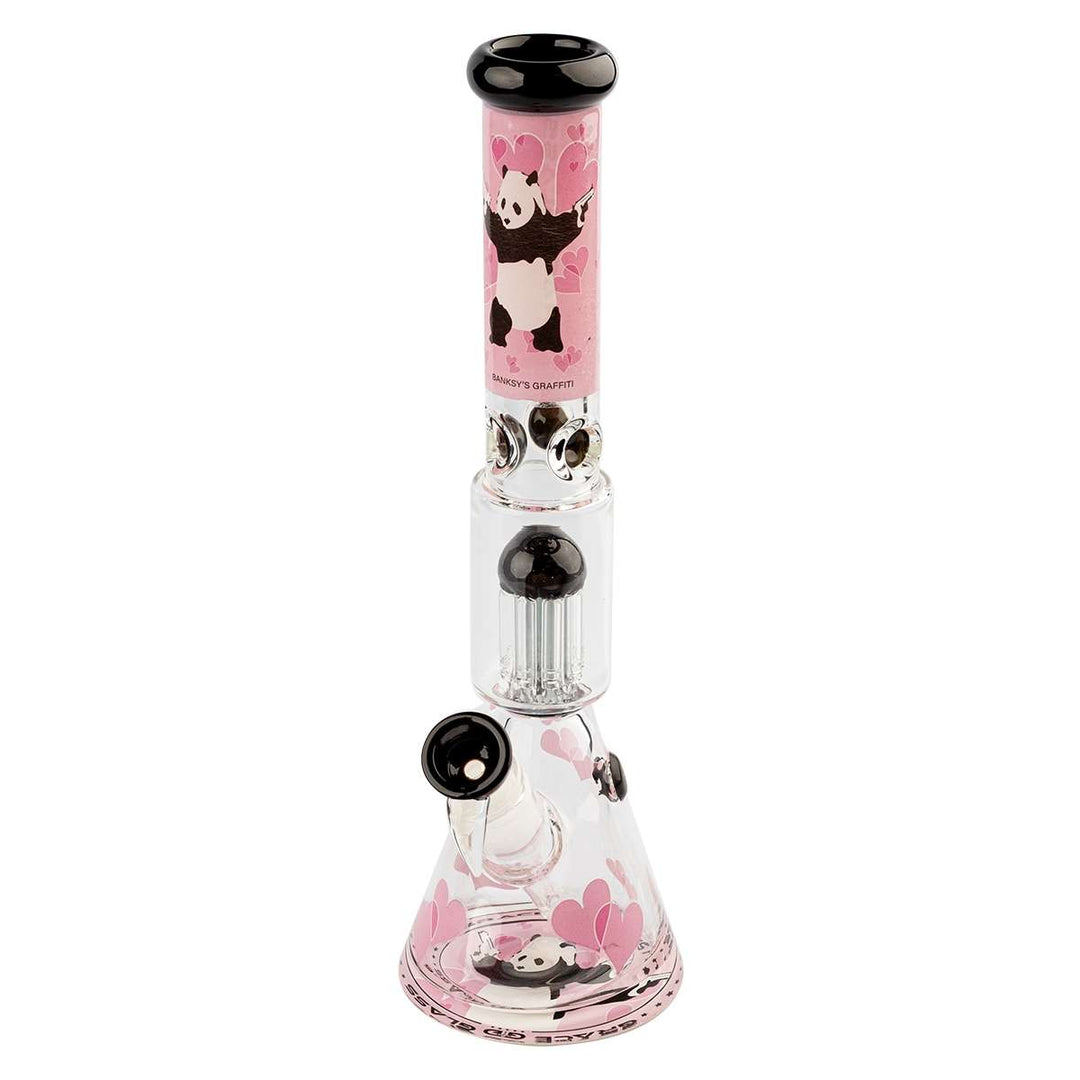 G-Rollz |Banksy's Graffiti 'Panda Gunnin' - Pink Beaker Bong H:35cm - Ø:40mm