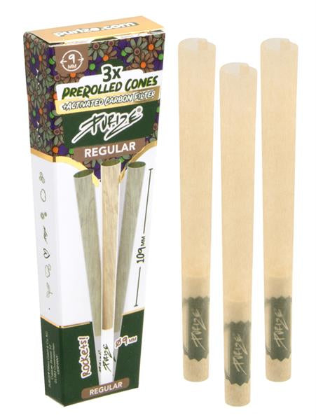 PURIZE Pre-Rolled KS Cones mit REGULAR ø9mm Aktivkohlefilter, 3er Pack