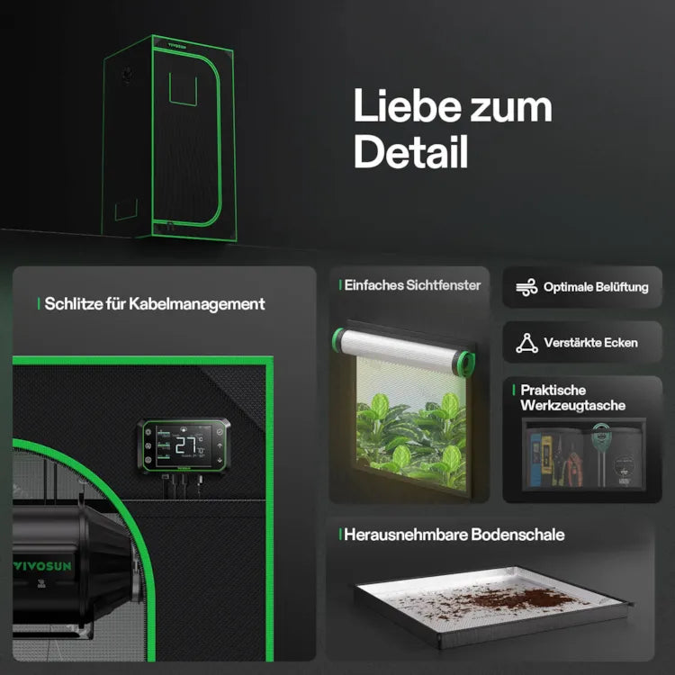 Growbox 80x80x160cm S276, für 1-2 Pflanzen, 600D lichtdichtes Oxford-Gewebe, für den Indoor-Pflanzenanbau