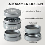 Bild in Galerie laden, Grinder Hizen Alu ohne Zähne – Silber 6,3 cm