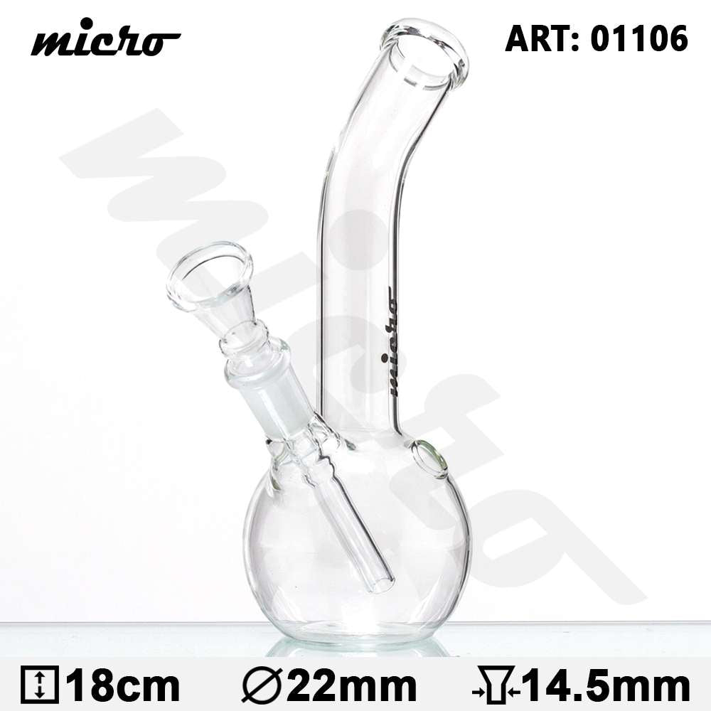 Micro | Bouncer Glas Bong-H:18cm-Ø:22mm-Sockel:14.5mm