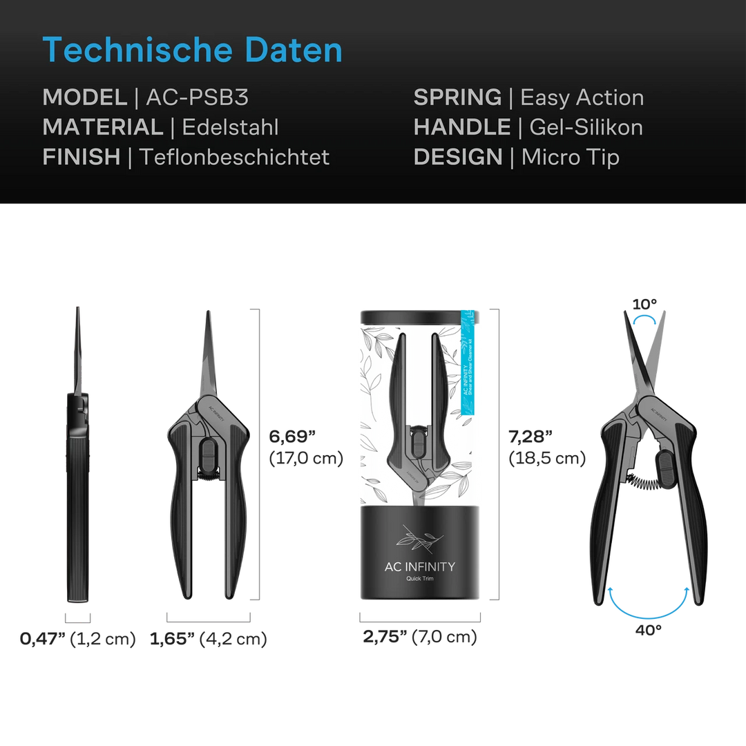 Edelstahl-Präzisionsschere mit Reinigungsset, ergonomisch und leichtgewichtig, 16,8 cm gerade Klingen